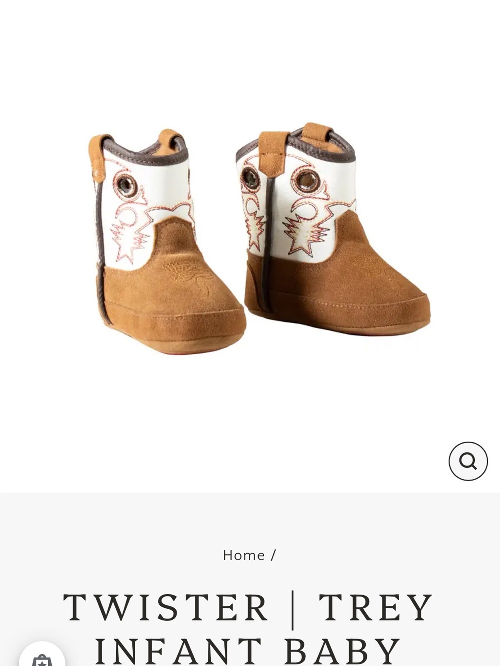 Infant Cowboy Booties in Brown and White - Twister Trey